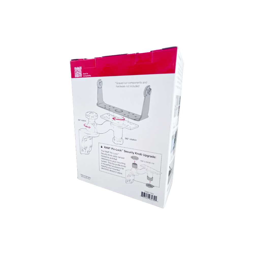 【純正パッケージ仕様】RAM MOUNTS ラムマウント 魚探マウント スイングアーム 360度回転 6インチ 縦型 2ステーション