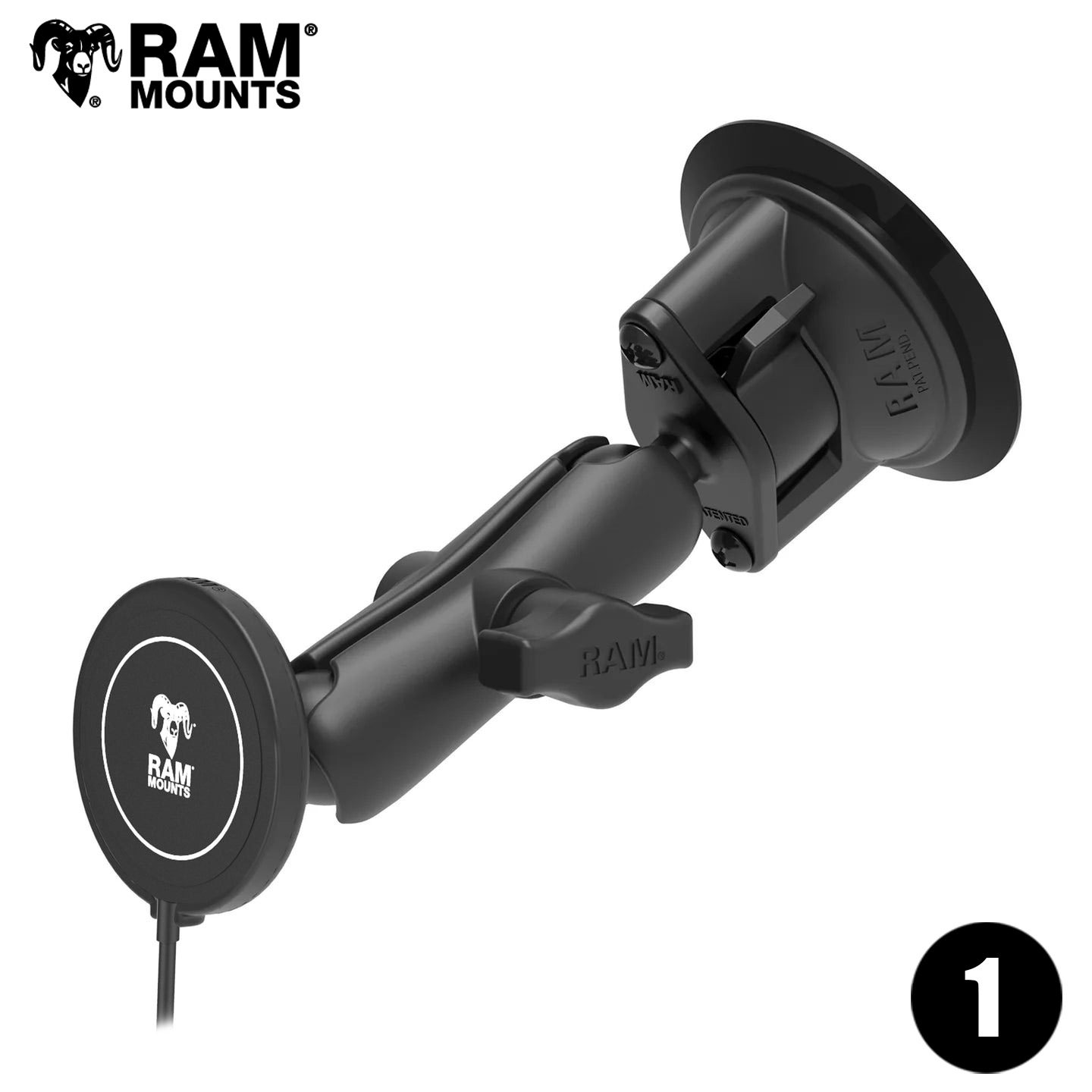 RAM MOUNTS ラムマウント 防水 ワイヤレス 充電器 + ツイストロックサクションカップベース RAM-B-166-AP-MAG-1-W2MU