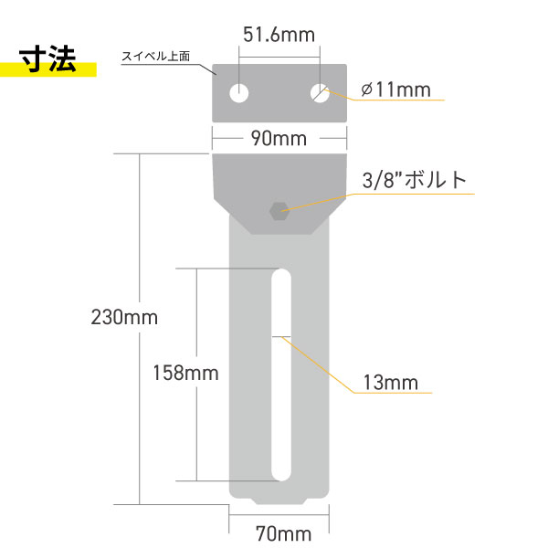 キサカダイレクト 本店 / attwood バンクブラケットスウィベル 1本単位 230mm 511360