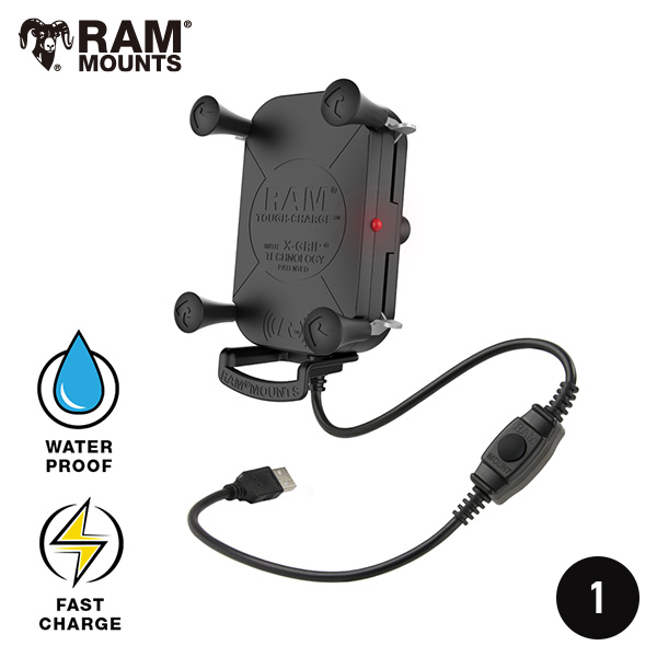 RAM MOUNTS Tough-Charge™ X-Grip®式 防水ワイヤレス充電ホルダー